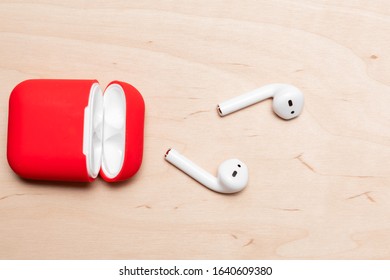 White Headphones With Box Case