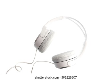 White headphones isolated on a white background 