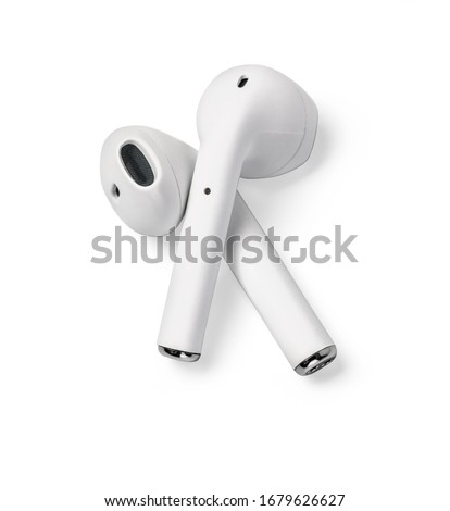 White headphones wireless earphones isolated on white with clipping path