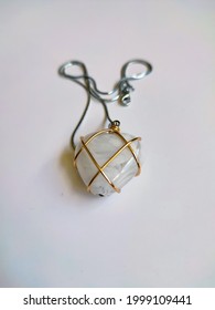 White Heart Pendant Necklace With White Background 