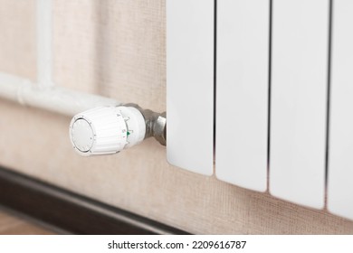 White heating radiator regulator. Closeup. - Shutterstock ID 2209616787