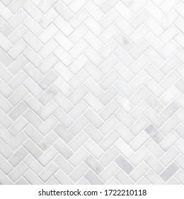 White Herringbone Marble Mosaic Wall Texture