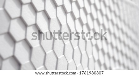 White hexagonal pattern background, with copyspace