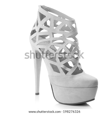 White high heel women shoe isolated on white background.
