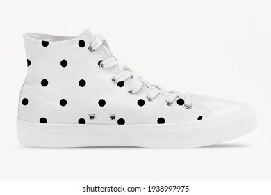 White high top sneakers with polka dot unisex footwear fashion - Powered by Shutterstock