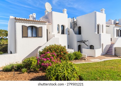 White Holiday Villa Houses Near Carvoeiro Village On Algarve Coast, Portugal