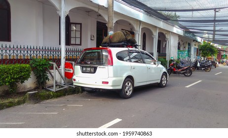 White Honda Stream Parked On The Front Of Mosque
Yogyakarta Indonesia April 18th 2021