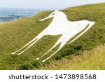 White Horse on hill in Wiltshire, England, which was carved into chalk grassland in the late 1600s, Legend suggest it was created to commemorate King Alfred