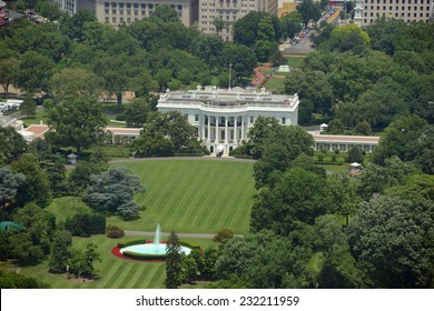 White House Aerial View From The Top Of Washington Monument, Washington DC, USA