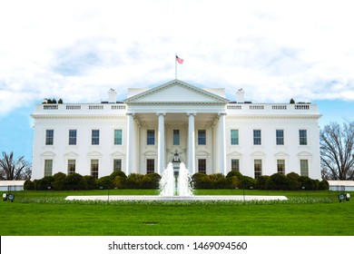 The White House Building Frontview In 2019, Washington DC, United States Of America 