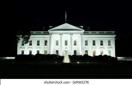 White House Front Side At Night