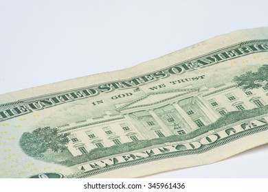 White House Illustration On Back Of Twenty Dollar Bill.