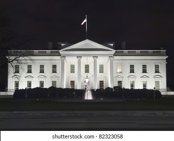 The White House At Night In Washington DC.