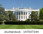 White House on deep blue sky background