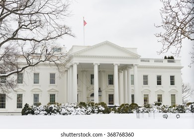 The White House In Snow - Washington DC, USA