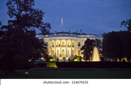 The White House In Washington D.C. At The Night