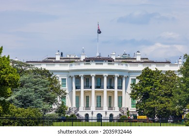 The White House In Washington DC From South Lawn