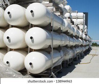 White Industrial Butan Bottles.Compressed Natural Gas