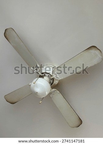 White Interior Kitchen Ceiling Fan Light Fixture in Residential Home Setting