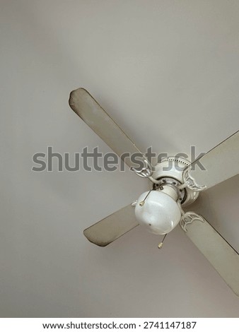 White Interior Kitchen Ceiling Fan Light Fixture in Residential Home Setting