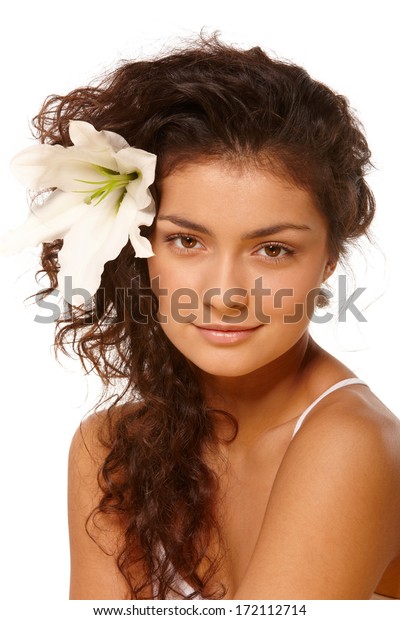 White Isolated Beauty Portrait Young Woman Stock Photo Edit Now
