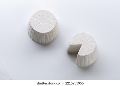 White Italian Cheese Ricotta Isolated On White Background