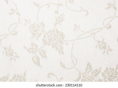 White Ivory Lace Guipure Cloth Background With Floral Pattern For Bridal Design