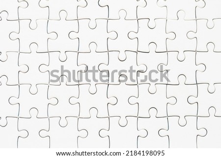 White jigsaw puzzle pattern background. Jigsaw backdrop for web site, marketing, app and logo template. Creative art concept, vector illustration, eps 10, business success, teamwork