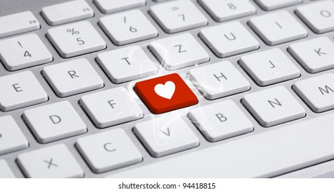 White keyboard with heart sign