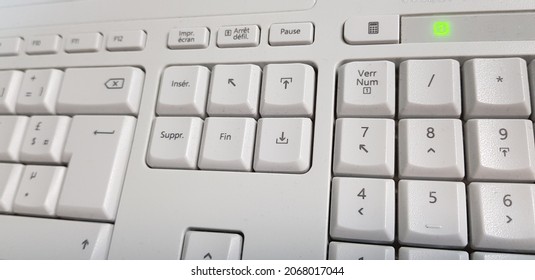 white keyboard open with green color - Shutterstock ID 2068017044