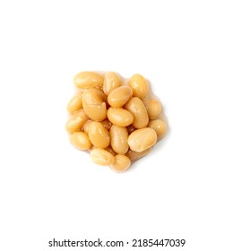 White kidney beans isolated. Cooked cannellini bean pile, baked legume, canned yellow beans, Phaseolus vulgaris, haricot stew, boiled leguminous ingredient on white background top view - Shutterstock ID 2185447039