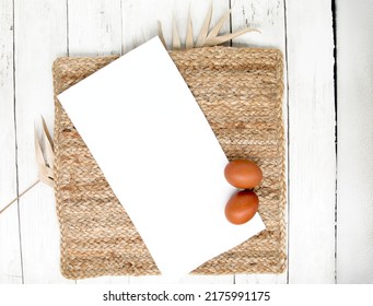 White Kitchen Blank Tea Towel On Placemat Ready For Your Design To Enhance Your Product.