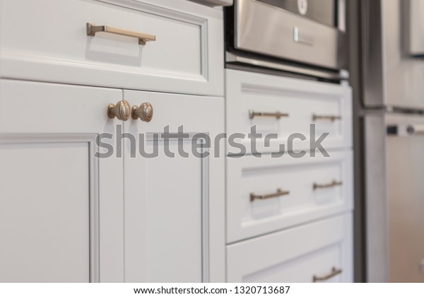 White Kitchen Built Shaker Style Cabinets Stock Photo Edit Now