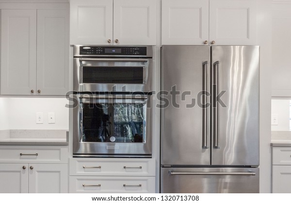 White Kitchen Built Shaker Style Cabinets Stock Photo Edit Now