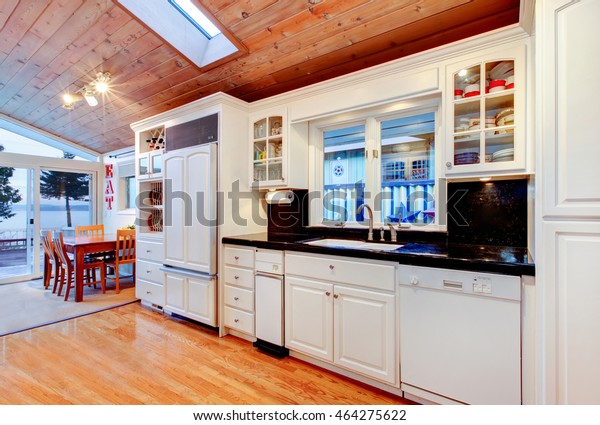 White Kitchen Cabinets Black Counter Tops Stock Photo Edit Now