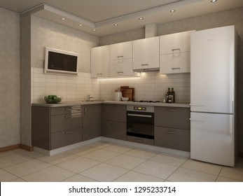 White Kitchen Contemporary Style, 3d Images