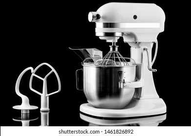 White Kitchen Mixer Isolated On A Black Background