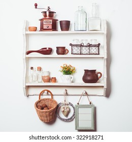 White Kitchen Shelves Rustic Style 260nw 322918271 