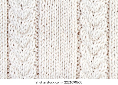 White Knitted Fabric Background Or Texture