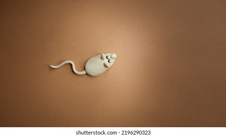 White Lab Rat Or Plasticine Mouse With Blank Space For Text.