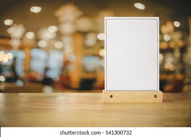 White label on the table. Stand for acrylic tent card Used for Menu Bar and restaurant or put everything into it . mockup  - Shutterstock ID 541300732