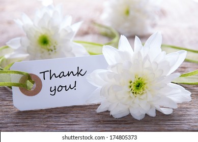 White Label with Thank You and white Blossoms