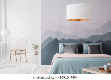 Spacious Boy Bedroom Beautiful Turquoise Grey Stock Photo 1168024405   Shutterstock