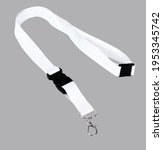 White Lanyard with Metal Lobster Clip and Safety Breakaway Clasp. Isolated on grey background