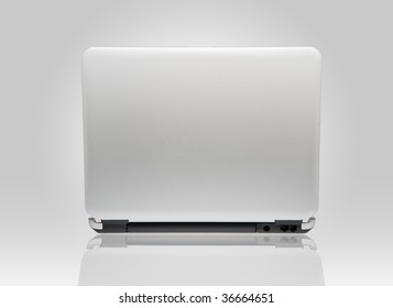 White Laptop. Back View