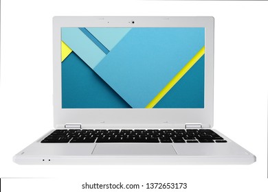                                White laptop on a white background