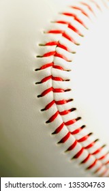 White Leather Base Ball With Red Stitching