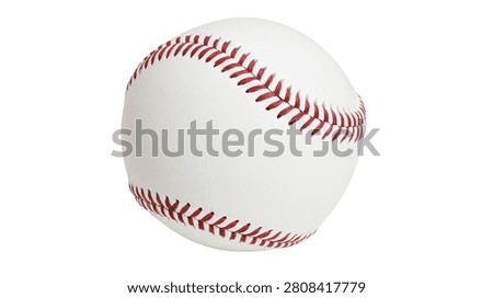 White leather baseball with red stitching seams