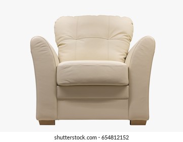 White Leather Chair Isolated On White Background