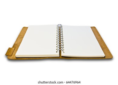 white leather notebook isolated